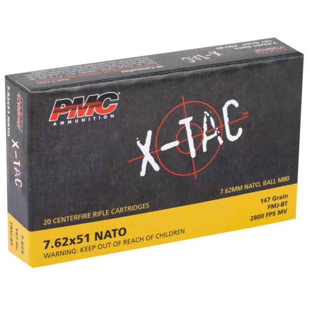 PMC 7.62 X 51 (308WIN)147GR FMJ-BT 20RD BX 500RD CASE