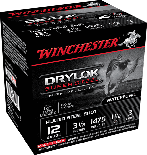 WINCHESTER DRYLOK SPR STEEL HV 12G 3-1/2" #3  1-1/2 OZ 25/250