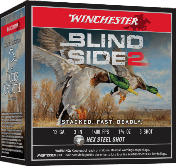 WINCHESTER BLIND SIDE 2 12G 3" #3 1-3/8OZ HV HEX 25RD BX