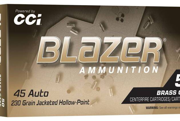 CCI 45 AUTO 230 GR BLAZER BRASS JHP 50 RD/BX 10 BX/CS