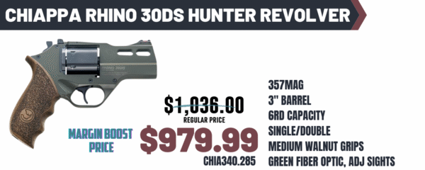 CHIAPPA RHINO REVOLVER 30DS HUNTER OD GRN 3" 357