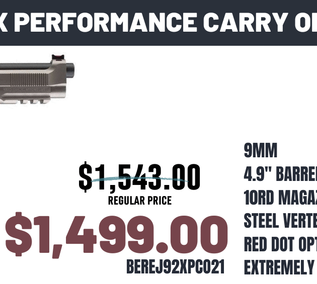 BERETTA 92X PERFORMANCE CARRY OPTIC 9MM 4.9" 2-15RD