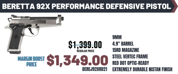 BERETTA 92X PERFORMANCE DEF 9MM 4.90" 2-15RD