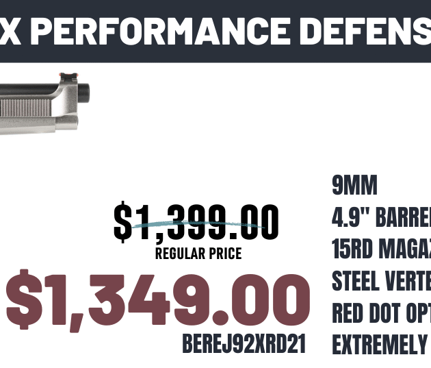 BERETTA 92X PERFORMANCE DEF 9MM 4.90" 2-15RD