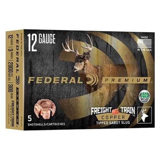 FEDERAL 12GA 3"  300GR FREIGHT TRAIN COPPER SABOT SLUG 5 RD/BX 10 BX/CS