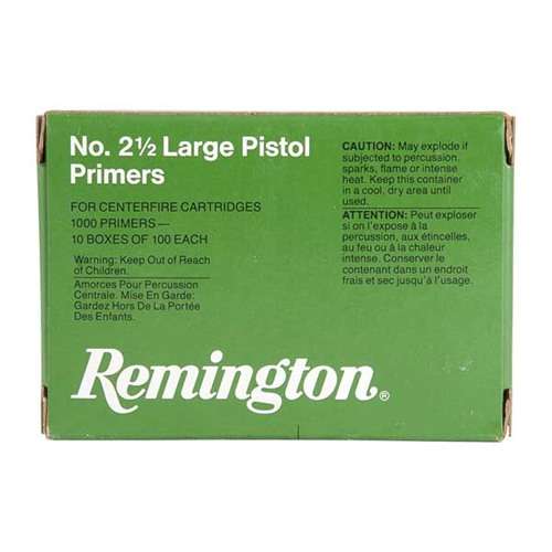 REMINGTON PRIMER 2-1/2 LARGE PISTOL 100 RD/BX 10BX/BRICK 5 BRICKS/CS
