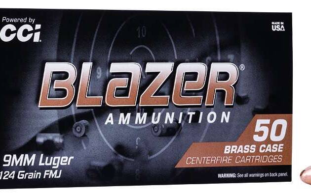 CCI 9MM LUGER 124GR FMJ BLAZER BRASS 50 RD/BX 20 BX/CS