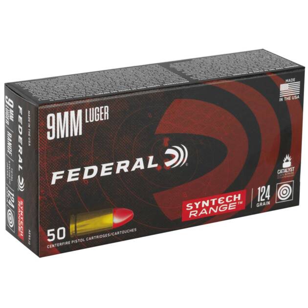 FEDERAL 9MM LUGER 124GR SYNTECH RANGE TSJ 50 RD/BX 10 BX/CS