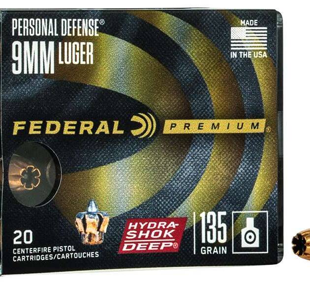 FEDERAL 9MM LUGER 135GR HYDRA-SHOK DEEP HP 20 RD/BX 10 BX/CS