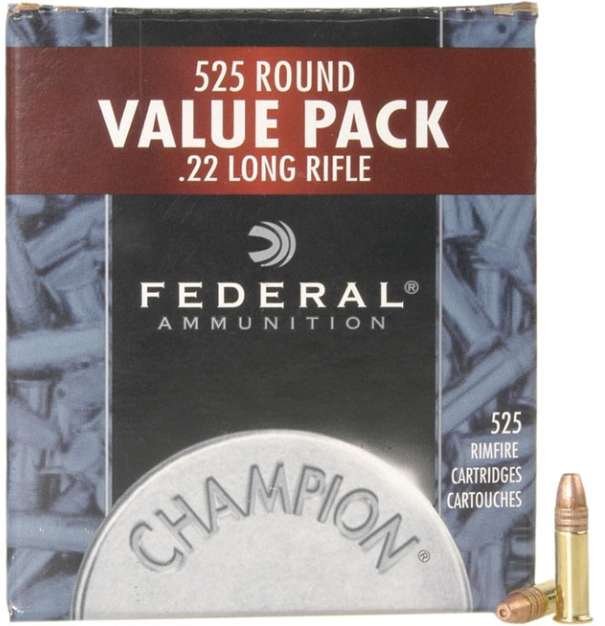 FEDERAL 22 LR HV 36GR COPPER PLATED HP "CHAMPION" 525 RD/BX 10 BX/CS