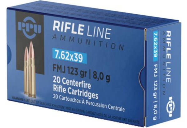 PPU 7.62X39 FMJ 123GR 20RD BOX 50 BOXES PER CASE