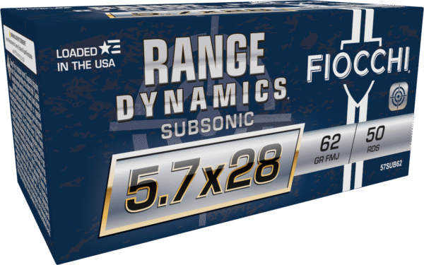 FIOCCHI 5.7X28 RANGE DYNAMICS SUBSONIC 62G 50RD BX 500RD CS