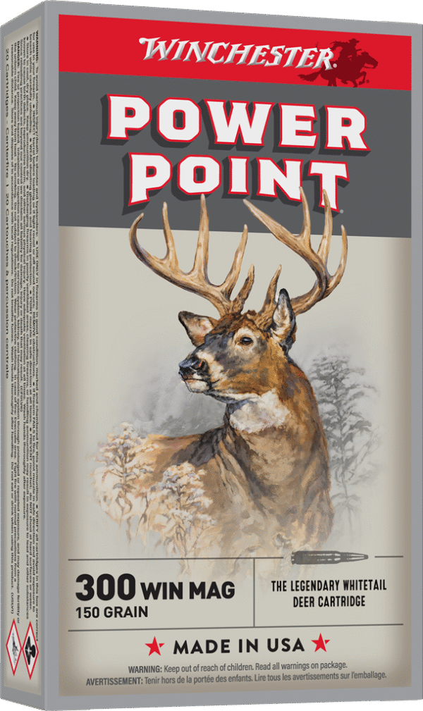 WINCHESTER POWER POINT 300WIN MG 150GR 20RD BX 200RD CASE