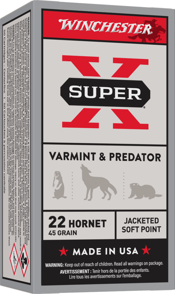 WINCHESTER SUPER-X 22HRNT 45GR JSP 50RD BX 500RD CASE