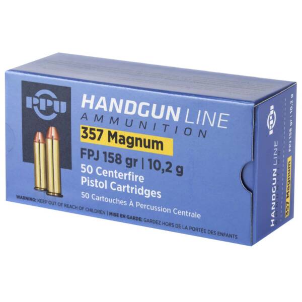 PPU 357 MAGNUM FPJ 158GR 50RD BOX 10 BOXES PER CASE