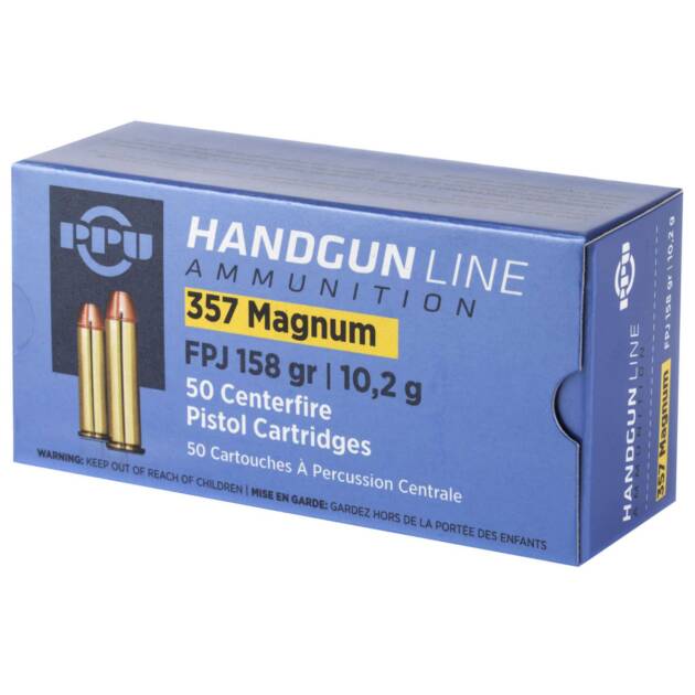 PPU 357 MAGNUM FPJ 158GR 50RD BOX 10 BOXES PER CASE