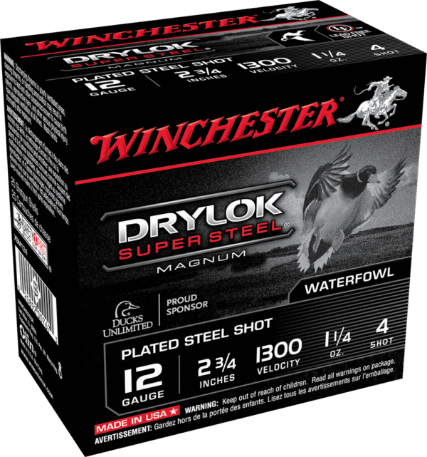 WINCHESTER DRYLOK STL MAG 12G 2-3/4' #4 1-1/4OZ 25RDS