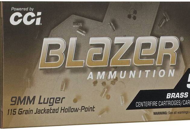 CCI 9MM LUGER 115GR BLAZER BRASS JHP 50 RD/BX 10 BX/CS