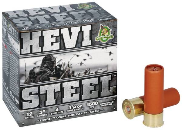 HEVI-SHOT HEVI-STEEL 12GA 3IN 1-1/4OZ #4 25 RD/BX 10 BX/CS