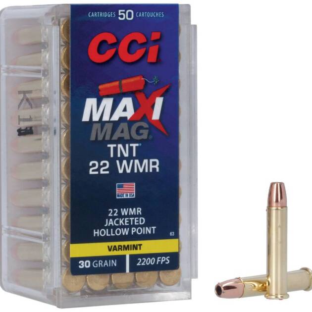 CCI 22 WMR  MAXI MAG 30GR TNT JHP 50 RD/BX 40 BX/CS