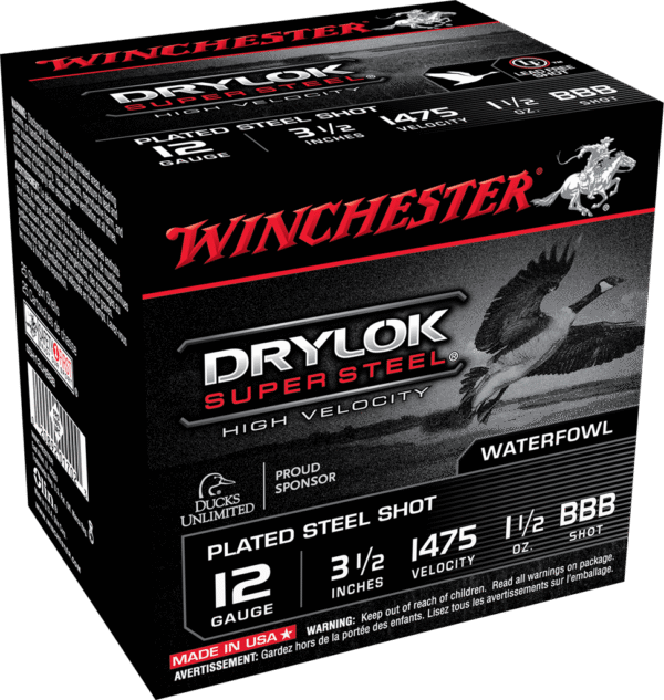 WINCHESTER 12 GA 3-1/2" BB DRYLOK STEEL HV 1-1/2 OZ 25 RD/BX 10 BX/CS
