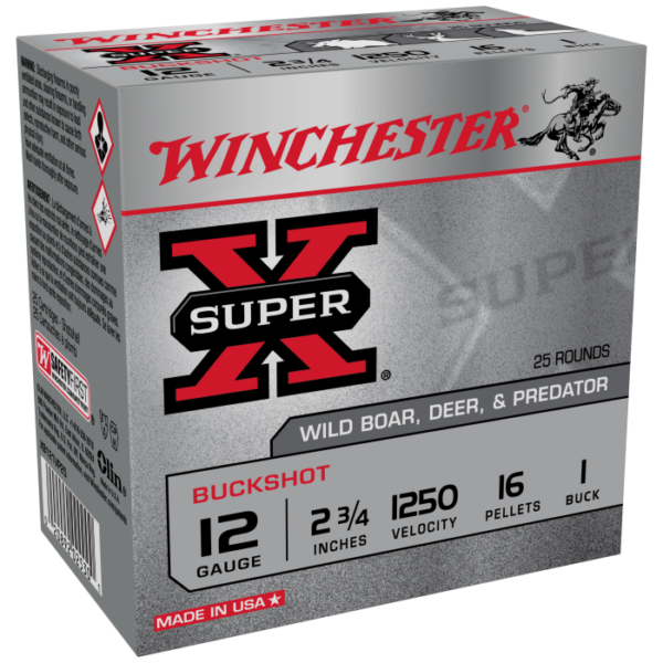 WINCHESTER 12 GA 2-3/4" SUPER-X BUCKSHOT 1 25 RD/BX 10 BX/CS