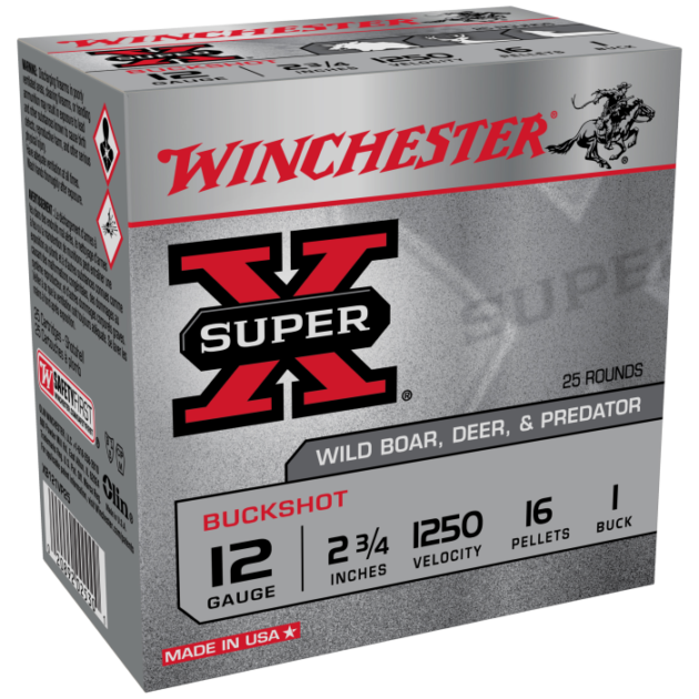 WINCHESTER 12 GA 2-3/4" SUPER-X BUCKSHOT 1 25 RD/BX 10 BX/CS