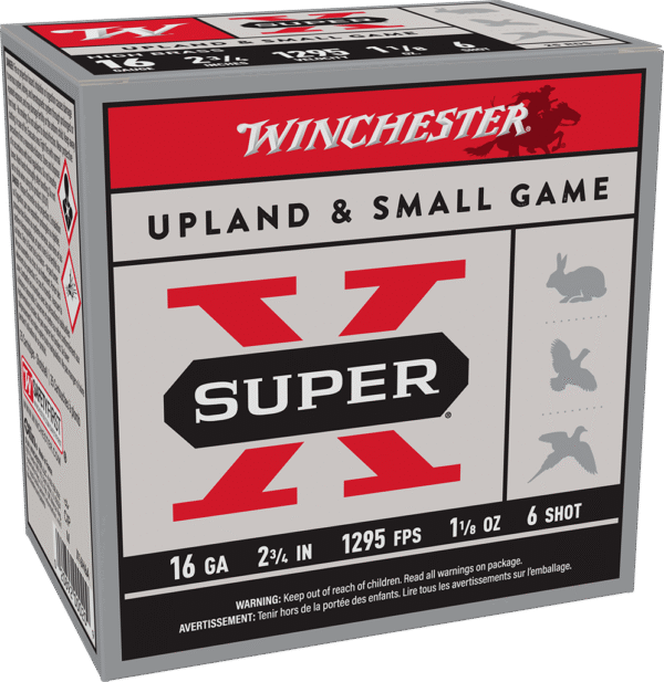 WINCHESTER 16 GA 2-3/4" #6 SUPER-X UPLAND HB 1-1/8 OZ 25 RD/BX 10 BX/CS