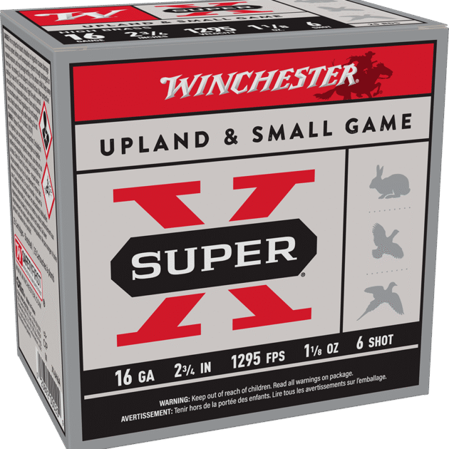 WINCHESTER 16 GA 2-3/4" #6 SUPER-X UPLAND HB 1-1/8 OZ 25 RD/BX 10 BX/CS