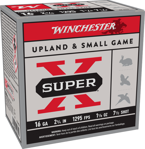 WINCHESTER 16 GA 2-3/4" #7.5 SUPER-X UPLAND HB 1-1/8 OZ 25 RD/BX 10 BX/CS