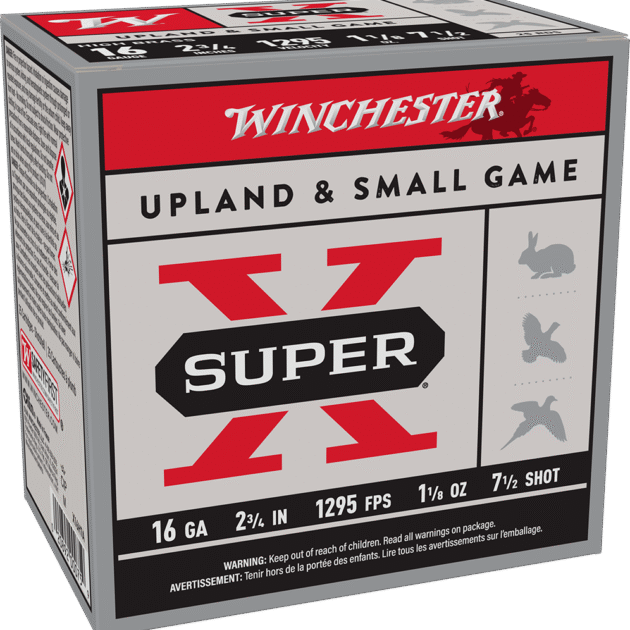 WINCHESTER 16 GA 2-3/4" #7.5 SUPER-X UPLAND HB 1-1/8 OZ 25 RD/BX 10 BX/CS