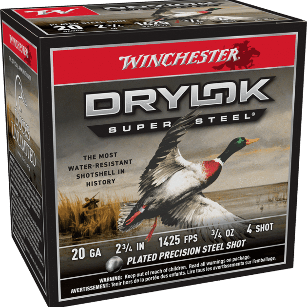 WINCHESTER 20 GA 2-3/4" #4 DRYLOK STEEL MAGNUM 3/4 OZ 25 RD/BX 10 BX/CS