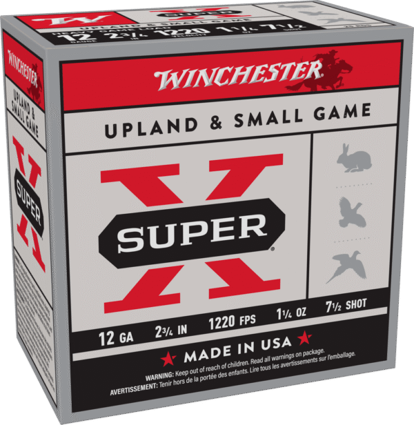 WINCHESTER 12 GA 2-3/4" #7.5 SUPER-X UPLAND HEAVY GAME 1-1/4 OZ 25 RD/BX 10 BX/CS
