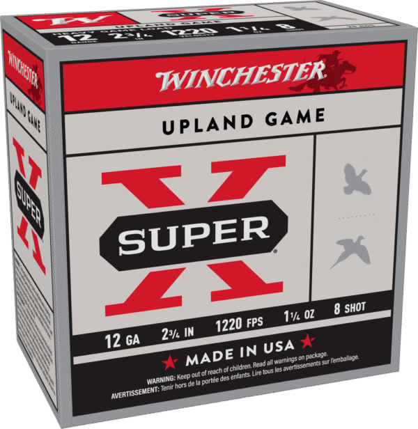 WINCHESTER 12 GA 2-3/4" #8 SUPER-X UPLAND HEAVY GAME 1-1/4 OZ 25 RD/BX 10 BX/CS