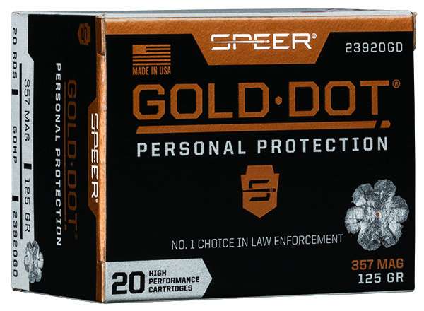 SPEER GOLD DOT 357 MAG 125G GDHP 20RD BX 200RD CASE