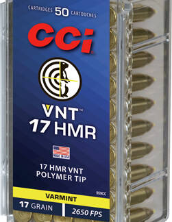 CCI VNT 17HMR 17GR VARMINT - TIPPED 2650FPS  50RD 40BX/CS