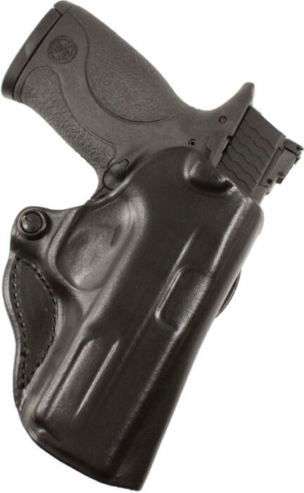 DESANTIS MINI SCABBARD HOLSTER - RH OWB LEATHER RUGER SR22 BLK