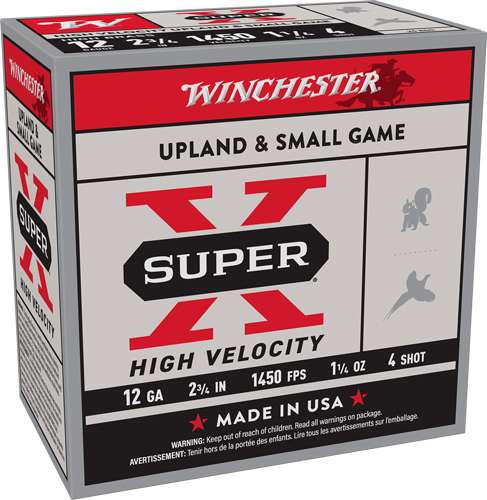 WINCHESTER 12 GA 2-3/4" #4 SUPER-X  HS HIGH VELOCITY 1-1/4 OZ 25 RD/BX 10 BX/CS