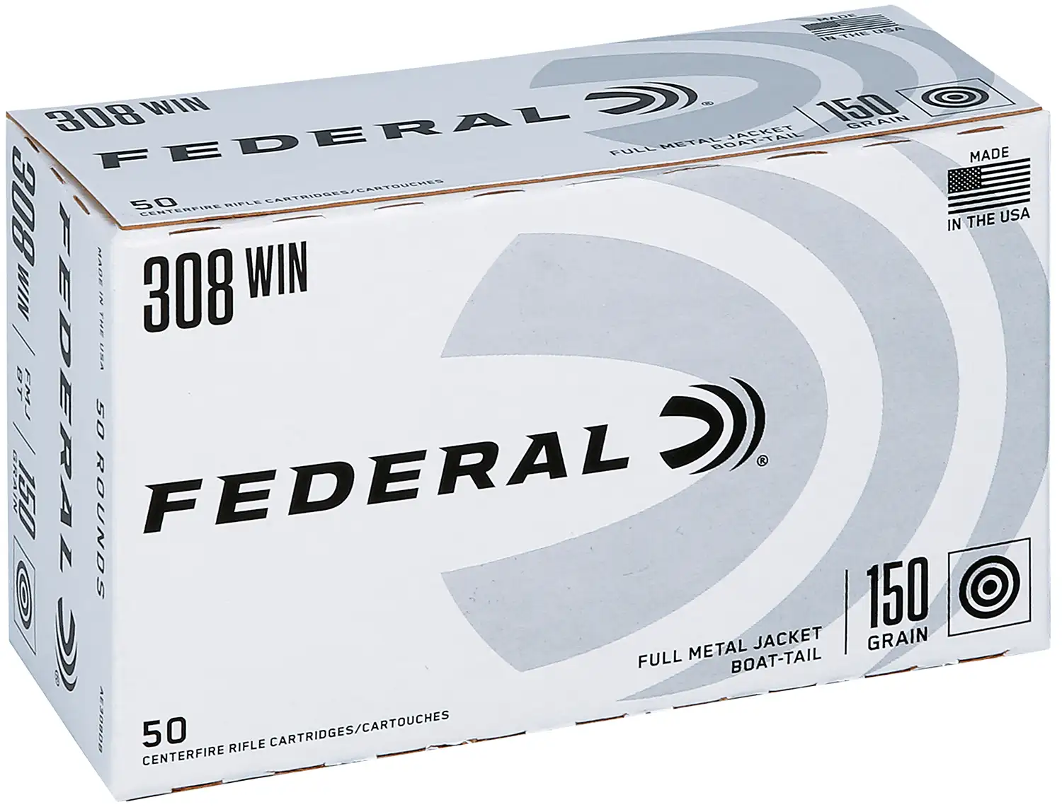 FEDERAL 308 WIN 150GR FMJ-BT 50RD/BX 5BX/CS FEDERAL 308 WIN 150GR FMJ-BT 50RD/BX 5BX/CS