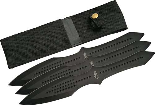 SZCO RITE EDGE 9.75" THROWING - KNIFE BLACK 3PC SET W/SHEATH