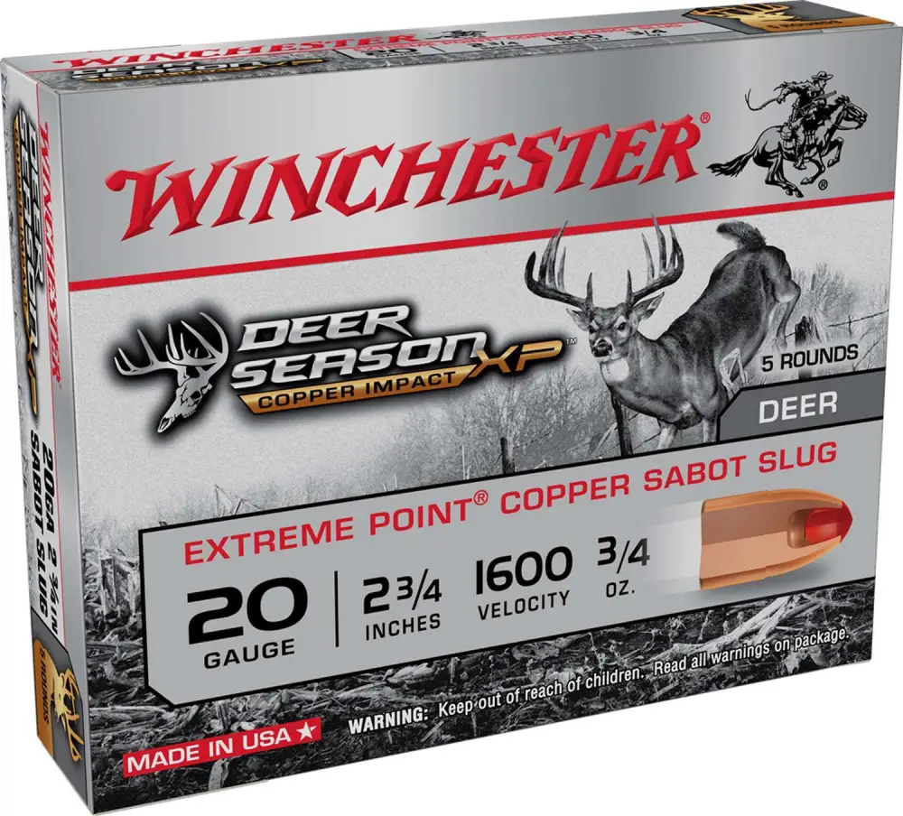 WINCHESTER COPPER IMPCT 20G 3/4OZ SLUG 5RD BX 100RD CASE WINCHESTER COPPER IMPCT 20G 3/4OZ SLUG 5RD BX 100RD CASE
