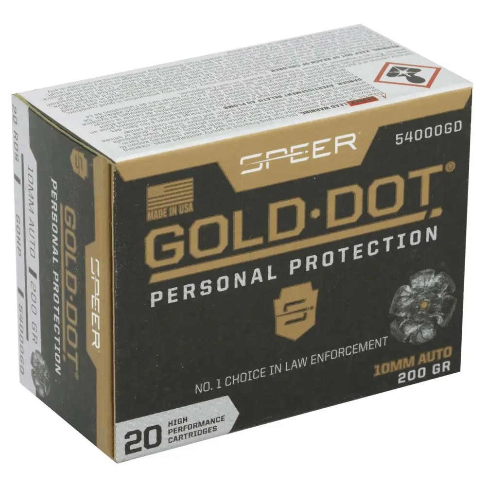 SPEER 10MM AUTO 200GR GDHP AMMO 20 RD/BX 10 BX/CS SPEER 10MM AUTO 200GR GDHP AMMO 20 RD/BX 10 BX/CS