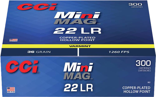 CCI MINI-MAG 22LR 36GR PLATED - HP 1260FPS 300RD 10BX/CS
