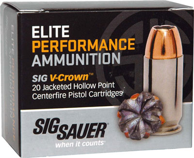 SIG AMMO 9MM 124GR ELITE - V-CROWN JHP 20RD 10BX/CS