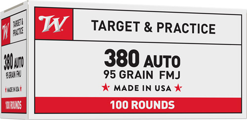 WINCHESTER USA 380 ACP 95GR - FMJ-RN 100RD VALUE PACK 5BX/CS