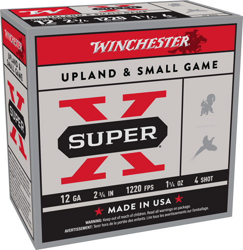 WINCHESTER SUPER-X 12GA 2.75" - 1-1/4OZ #4 1220FPS 25RD 10BX/C WINCHESTER SUPER-X 12GA 2.75" - 1-1/4OZ #4 1220FPS 25RD 10BX/C