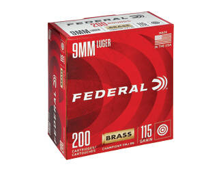 FED CHAMP 9MM 115GR FMJ 200/1000 - 0.50 Brass