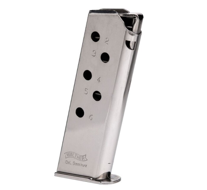 WALTHER ARMS MAGAZINE PPK 380ACP 6RD NICKEL