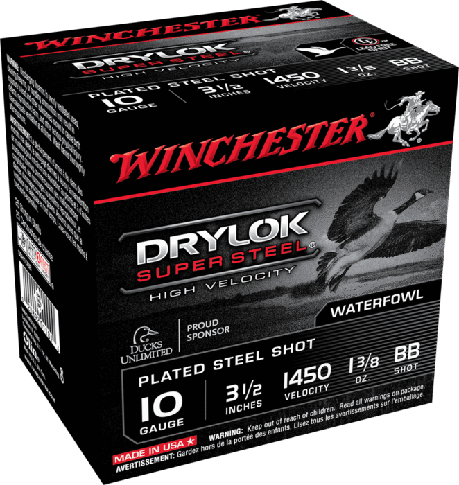WINCHESTER DRYLOK SUPER STEEL 10G 31/2 13/8 BB 25RD BX 250RD CASE