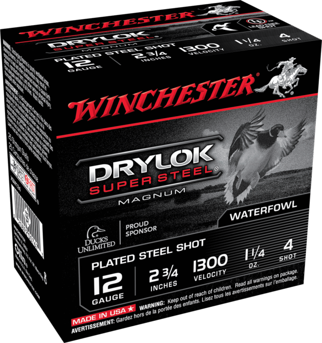 WINCHESTER DRYLOK STL MAG 12G 2-3/4' #4 1-1/4OZ 25RDS